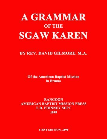 A grammar of the Sgaw Karen