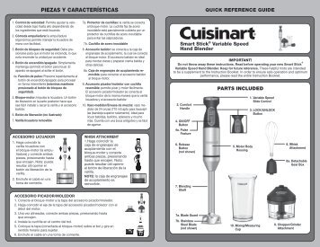 Cuisinart Smart StickÂ® Variable Speed Hand Blender -CSB-179 - Quick Reference