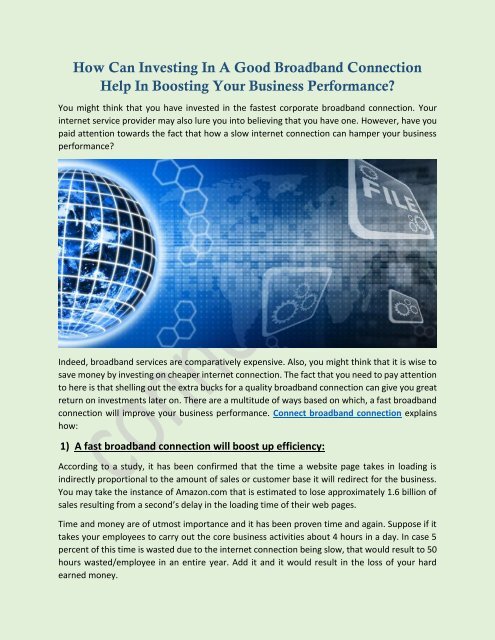 How Can Investing in A Good Broadband Connection Help in Boosting Your ...