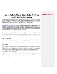 How to Make Lifelong Contacts by Joining a Local Flag Football League