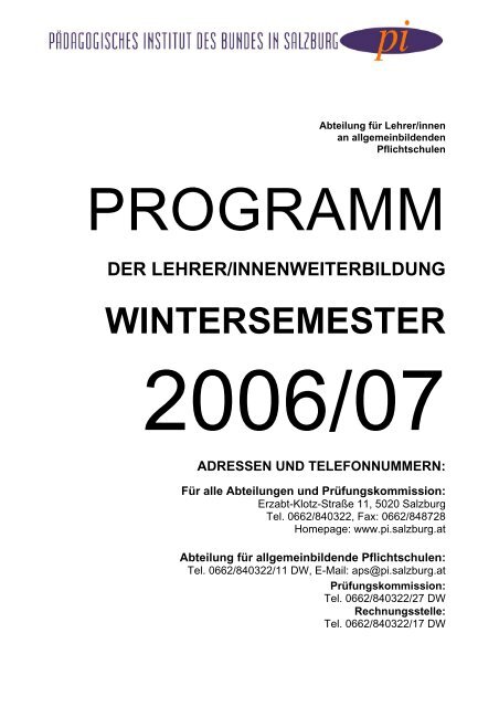 WINTERSEMESTER - Schulen - Salzburg.at