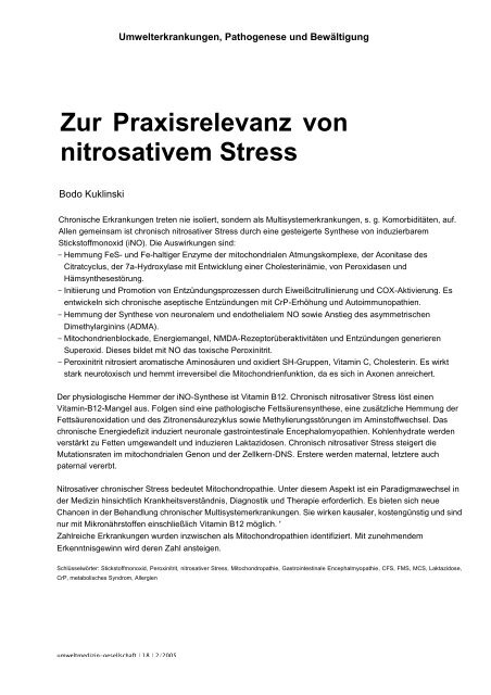 Zur Praxisrelevanz Von Nitrosativem Stress Heck Bio Pharma