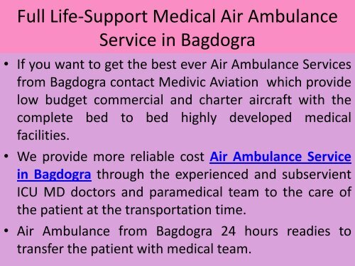 Need Emergency Air Ambulance Service in Ranchi