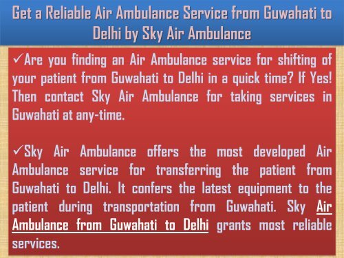 Get Air Ambulance Service at Any-time from Kolkata to Delhi by Sky Air Ambulance