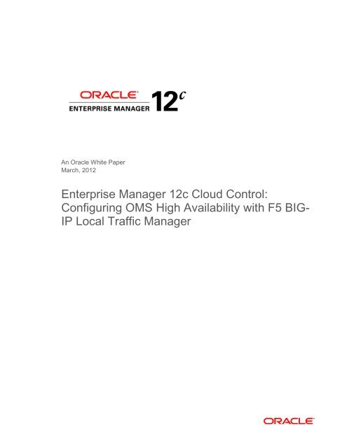 Oracle Enterprise Manager 12c Cloud Control