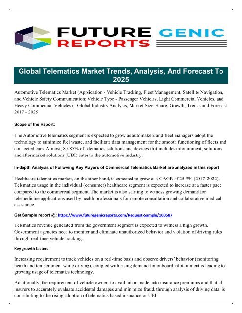 Size of the Global Vehicle Telematics Market between 2014 and 2022 (in billion U.S. Dollars)