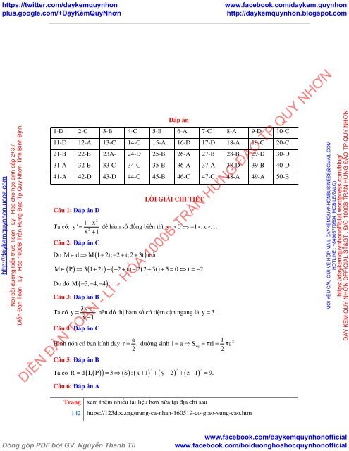 10 ĐỀ THI THỬ THPTQG 2018 MÔN TOÁN TỪ CƠ BẢN ĐẾN NÂNG CAO (THƯ VIỆN ĐỀ THI THỬ THPTQG 2018 - CÔ GIÁO VÙNG CAO)