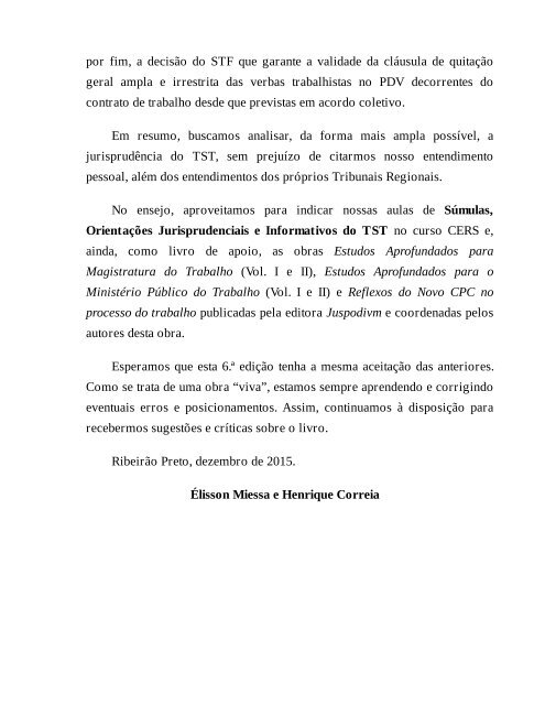 01 -SÚMULAS E OJS DO TST COMENTADAS E ORGANIZADAS POR ASSUNTO (Élisson Miessa e Henrique Correia ed. 2016)