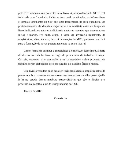 01 -SÚMULAS E OJS DO TST COMENTADAS E ORGANIZADAS POR ASSUNTO (Élisson Miessa e Henrique Correia ed. 2016)