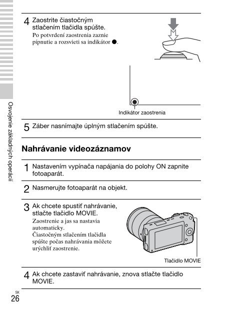 Sony NEX-5D - NEX-5D Mode d'emploi Slovaque
