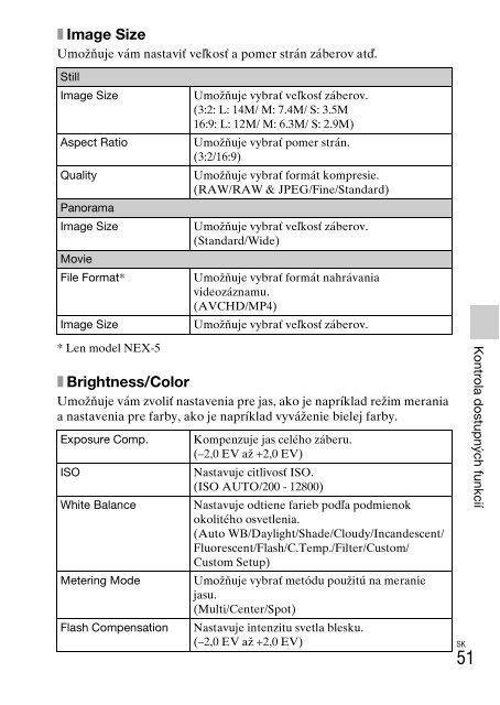 Sony NEX-5D - NEX-5D Mode d'emploi Slovaque