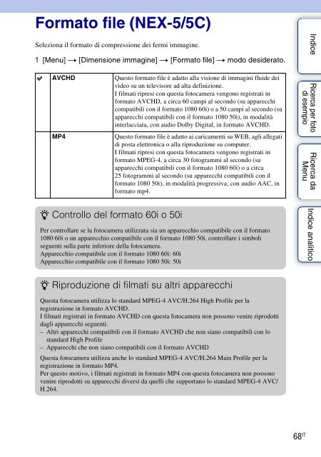 Sony NEX-5D - NEX-5D Guide pratique Italien