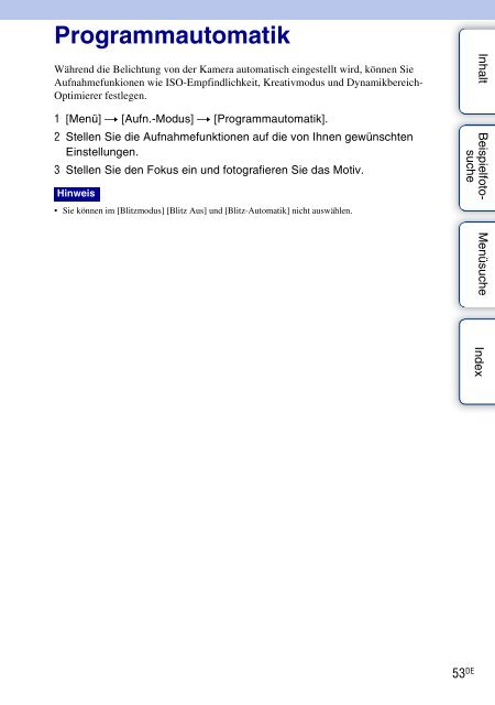 Sony NEX-5D - NEX-5D Guide pratique Allemand