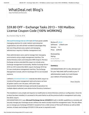 $59.80 OFF – Exchange Tasks 2013 – 100 Mailbox License Coupon Code (100% WORKING)