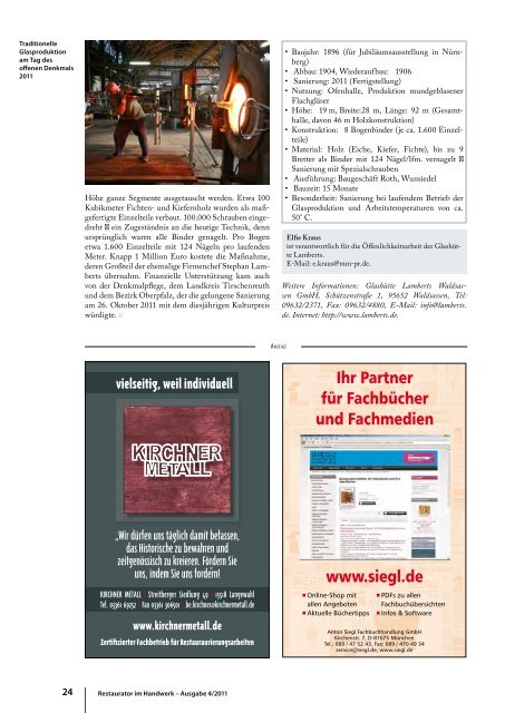 Restaurator im Handwerk – Ausgabe 4/2011 - Kramp & Kramp
