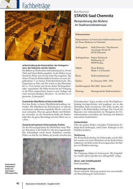 Restaurator im Handwerk – Ausgabe 4/2011 - Kramp & Kramp