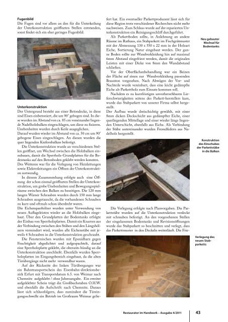 Restaurator im Handwerk – Ausgabe 4/2011 - Kramp & Kramp
