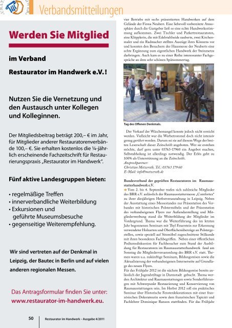 Restaurator im Handwerk – Ausgabe 4/2011 - Kramp & Kramp