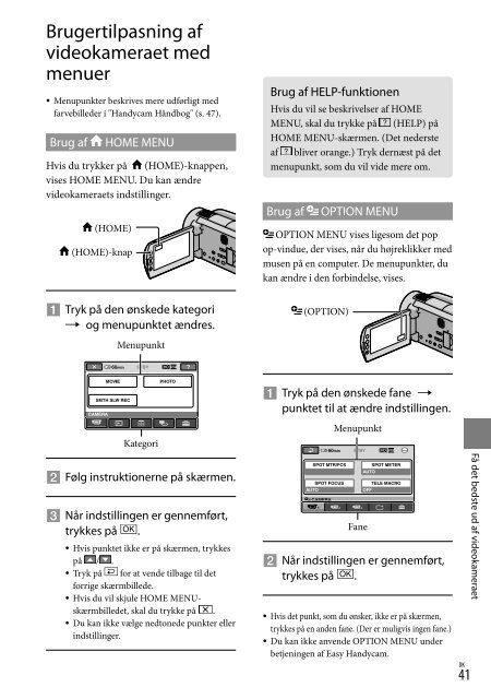 Sony HDR-XR520E - HDR-XR520E Consignes d&rsquo;utilisation Danois