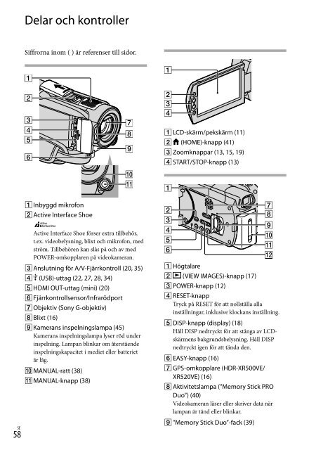 Sony HDR-XR520E - HDR-XR520E Consignes d&rsquo;utilisation Danois