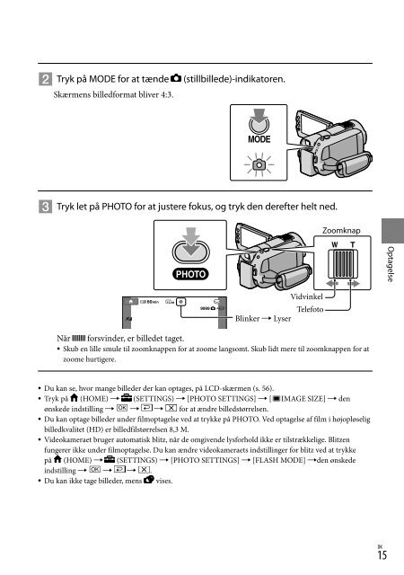 Sony HDR-XR520E - HDR-XR520E Consignes d&rsquo;utilisation Danois