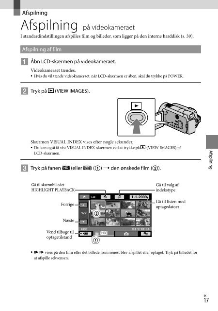 Sony HDR-XR520E - HDR-XR520E Consignes d&rsquo;utilisation Danois