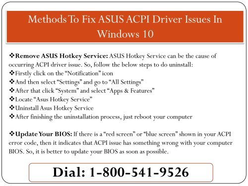 1-800-541-9526 How To Fix ASUS ACPI Driver Issues In Windows 10?