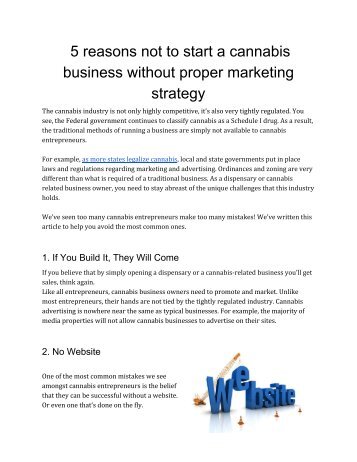 5 reasons not to start a cannabis business without proper marketing strategy