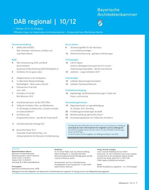 Dab Regional 10 12 Bayerische Architektenkammer
