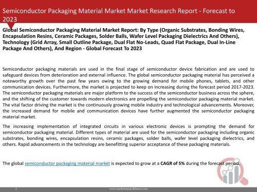Semiconductor Packaging Material Market Research Report - Forecast to 2023