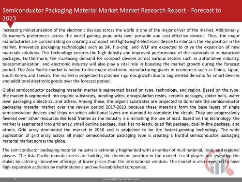 Semiconductor Packaging Material Market Research Report - Forecast to 2023