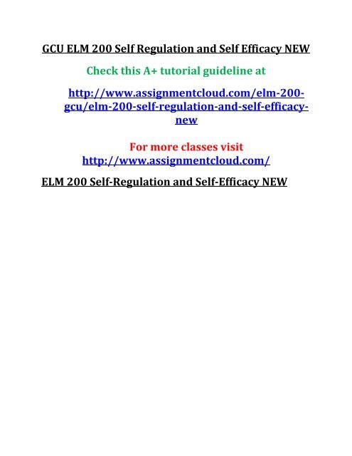 New Report On Self Regulation And >> Gcu Elm 200 Self Regulation And Self Efficacy New New Report On Self Regulation And >> Gcu Elm 200 Self Regulation And Self Efficacy New