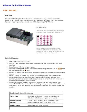 Advance Optical Mark Reader OMR: SR2300 ... - OMR Solutions