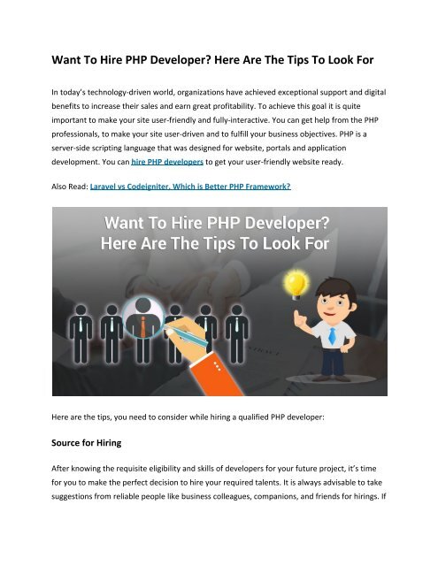 Want To Hire PHP Developer_ Here Are The Tips To Look For