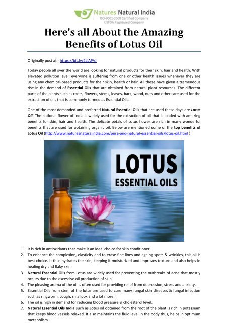 Here’s all About the Amazing Benefits of Lotus Oil