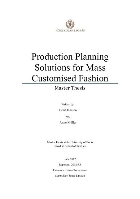 Master Thesis - Janssen_Mueller - Production planning ... - BADA