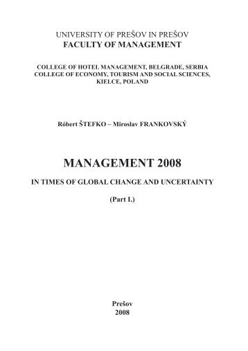 MANAGEMENT 2008 - Prešovská univerzita v Prešove
