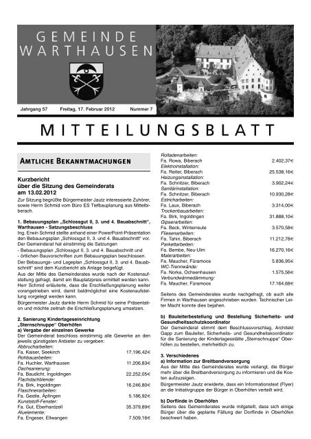 Anzeigenauftrag - Warthausen