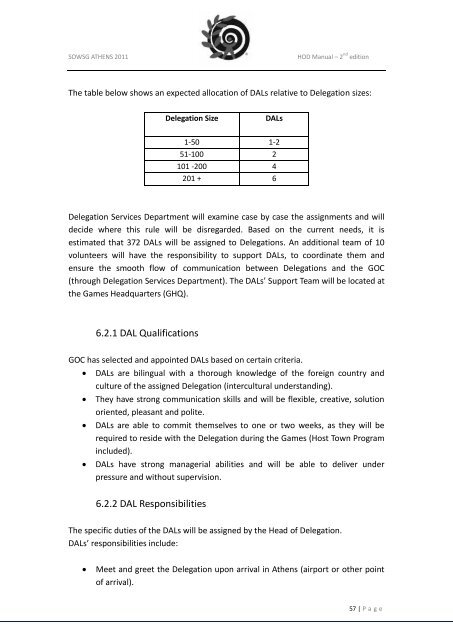 Head of Delegation Manual - Special Olympics