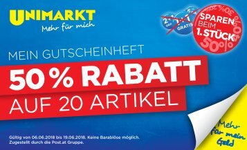 Unimarkt Flugblatt Gutscheinheft 06.06.-19.06.2018