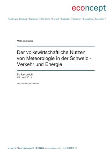 Der volkswirtschaftliche Nutzen von Meteorologie in ... - MeteoSchweiz