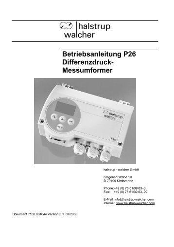 Betriebsanleitung P26 Differenzdruck- Messumformer