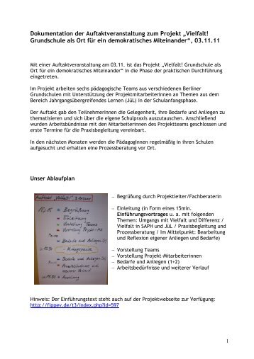 Dokumentation der Auftaktveranstaltung zum Projekt ... - FiPP e.V.