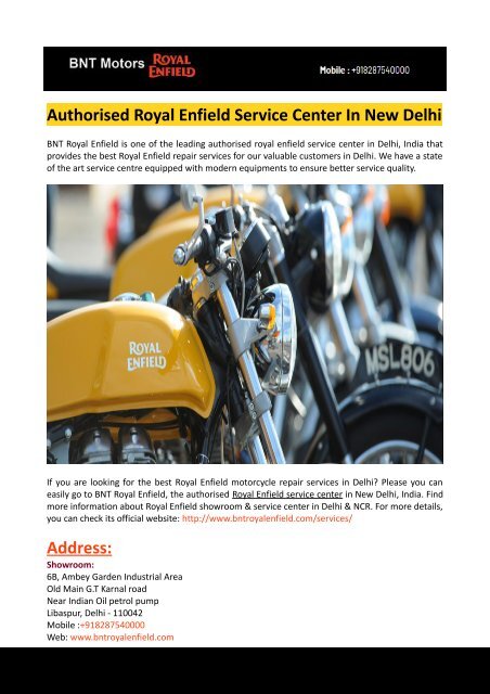 Industrial Area Royal Enfield Service Center Okhla Enfield Bike