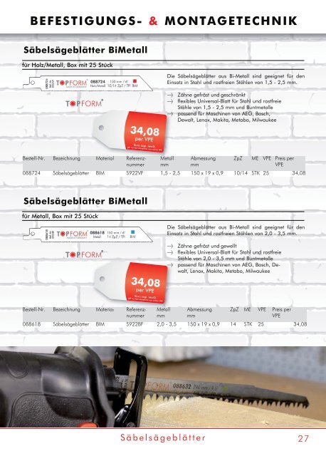 TOPFORM Befestigungs- und Montagetechnik 2018