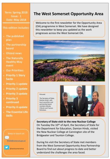 West Somerset Opportunity Area Spring 2018 newsletter