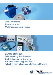 Product Catalog with Torque Sensors, Force Sensors, Multi Component Sensors, Measuring Amplifiers ... - Lorenz Messtechnik GmbH