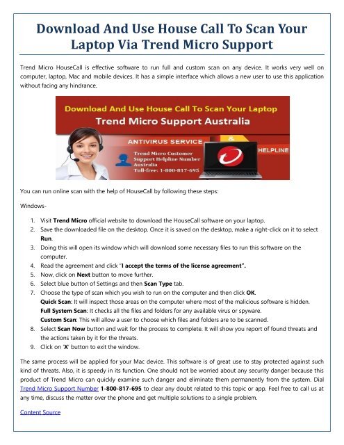 Download And Use House Call To Scan Your Laptop | Trend Micro Support Australia