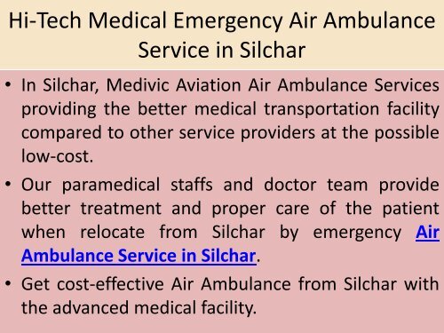 Book Low Charges Air ambulance Service in Silchar