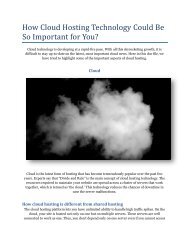 How Cloud Hosting Technology Could Be So Important for You